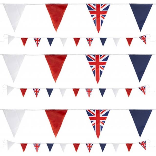 Triangle Union Jack Flag Bunting 20ft 10 Fabric Flags Kings Coronation
