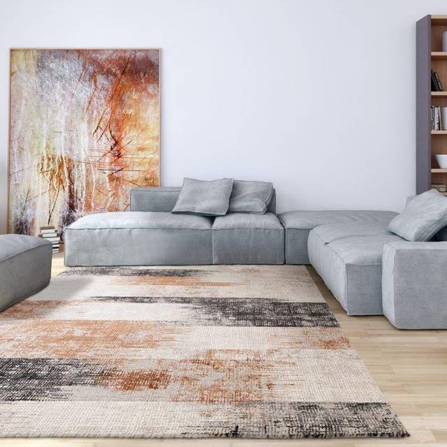 Abstract Terracotta Rug - 230 x 160 cm - Kuza - Orange
