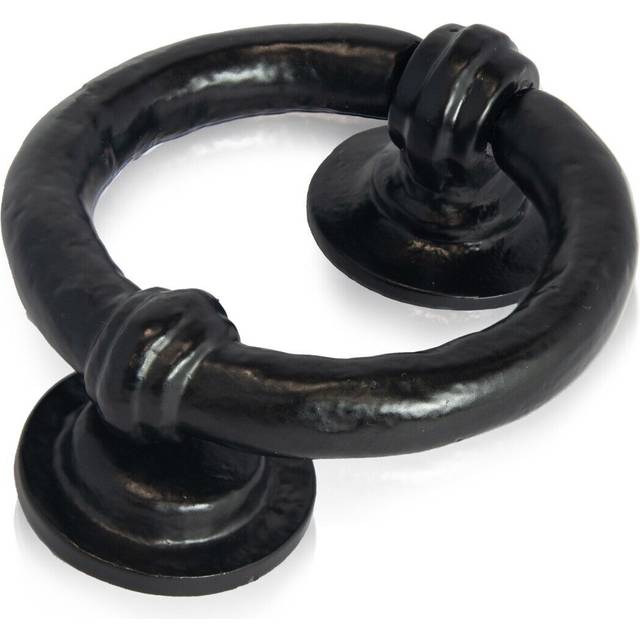 Smithy's Range Black Antique Ring Door Knocker, Traditional Black Ring Front Door Knocker, Aesthetic Antique Exterior Furniture, Cast Iron Door