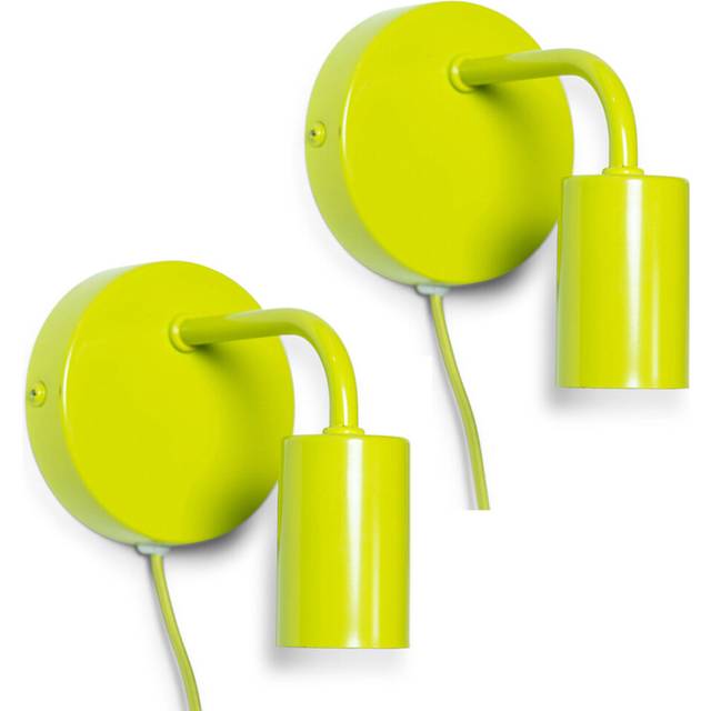 Valuelights Colour Pop Pair Of Plug-In Wall Lights In Lime - One Size
