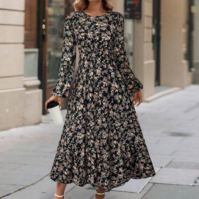 Gomorn Women&#39;s Casual Ditsy Floral & Embroidery Ruched Dress Maxi Women Outfit