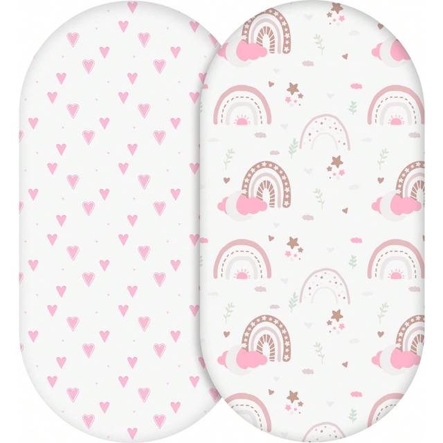 GLLQUEN BABY Bassinet Sheets 2 Packs For Baby Boy, Bassinet Sheet Neutral, Fit For Rectangle, Round, Oval, Bassinet Mattress, Flexible For Different Bassinet Pad/M