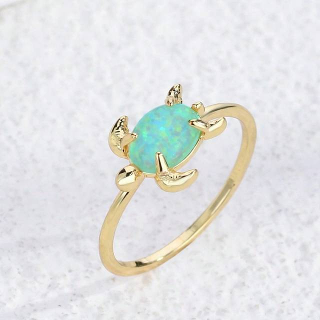 Charm-In 1pc Blue Australian Gemstone Turtle Ring, Ideal As Mother&#39;s Day Gift, Birthday Gift, Or Summer Jewelry For Girls