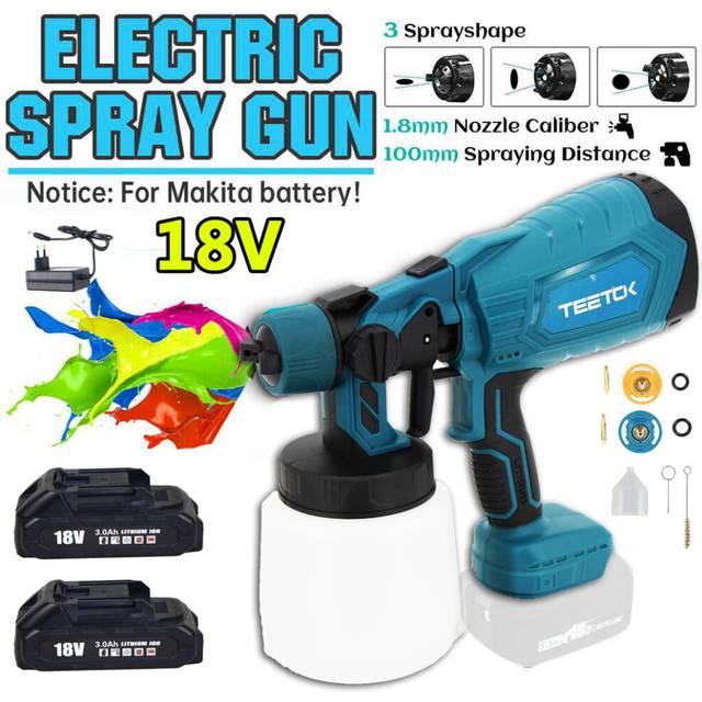 1000ML Cordless Paint Sprayer Gun+2xBattery+Charger-Makita Compatible
