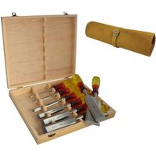 Irwin Marples M373 8 Piece Splitproof Set Chisels 6-50mm Box + Leather Tool Roll - One Size
