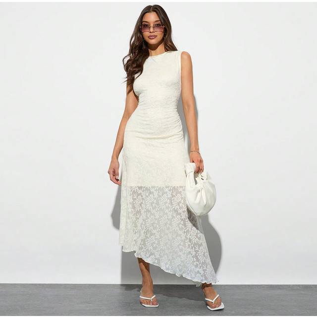 SHEIN Summer Midi Light Yellow Women Elegant Casual Long Bodycon Sleeveless A Line Vintage Dresses Fashion