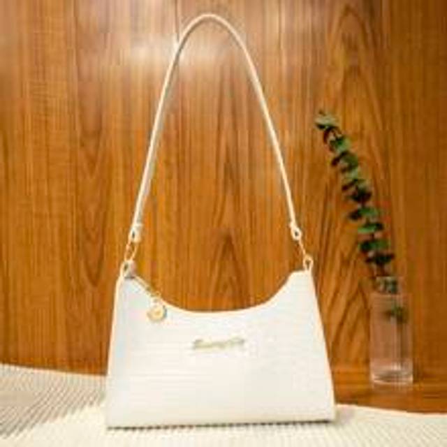 SHEIN Fashionable White Crocodile Pattern Women&#39;s Shoulder Bag
