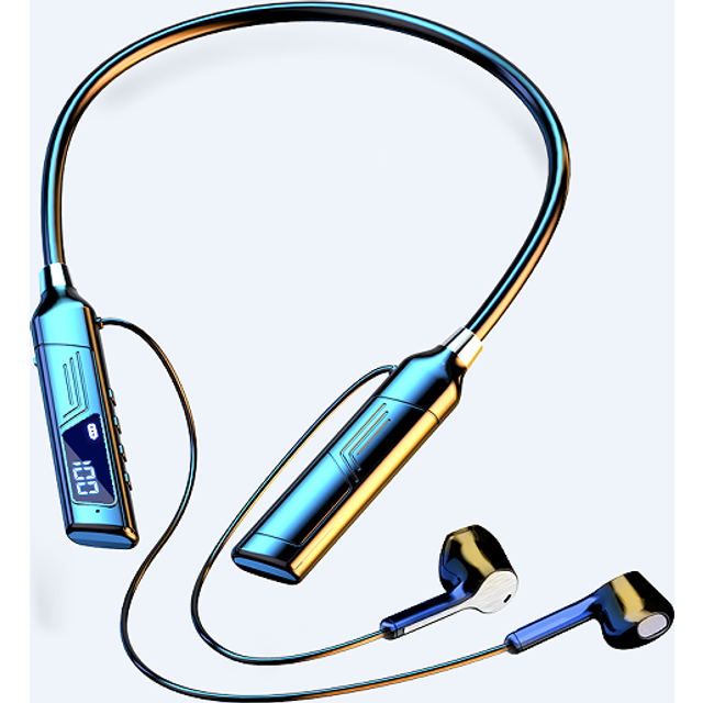 Trådlösa Sporthörlurar in-ear, Halsmonterade, Digital Skärm, HiFi, Bluetooth, Aktivitetsmätare