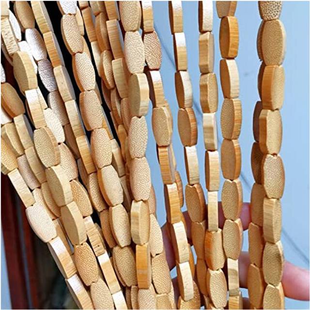 FENGSHOUU Natural Beaded Wooden Door Curtain Screen,Handmade Hanging Beaded Door Blinds,String Bead Curtain,Room Divider Doorway Decor,Partitions