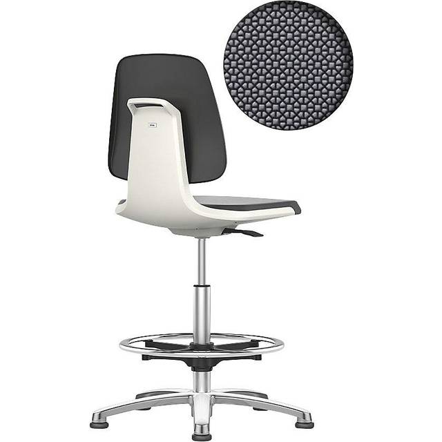 bimos with floor glides and foot ring, with floor glides and foot ring, Supertec seat, white - black