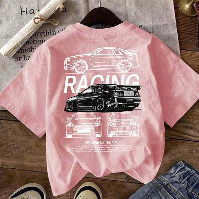 SHEIN Plus Size Car Graphic Round Neck Short Sleeve T-Shirt, Casual Loose Fit Plus Size Women Top, Summer