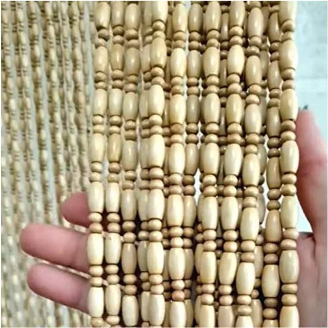 FENGSHOUU Natural Wood Beaded Curtain,Wooden Door Curtain Doorway String Curtains,Hanging Decor Room Divider,for Porch Doorways Dining Room Living