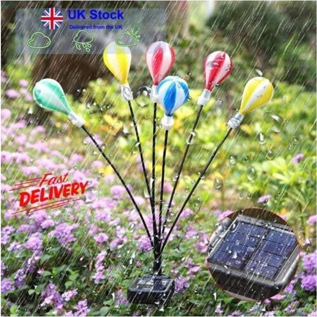 2024 Hot Air Balloon Solar Firefly Lights Garden Stake Yard Decorative Light