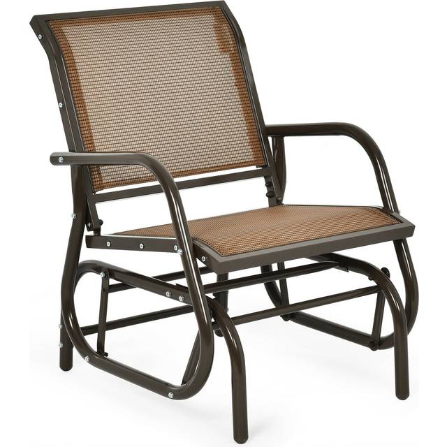 Costway Brown Glider Rocking Garden Chair - 73.7 x 61 x 22.86cm