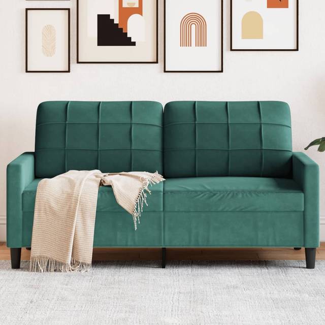 Soffa 2-sits mörkgrön 140 cm sammet