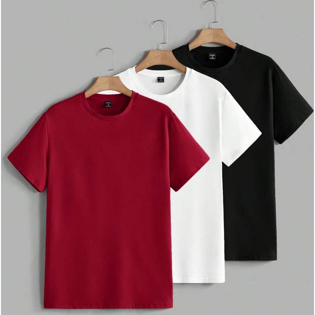 Manfinity Men&#39;s Summer Knitted Solid Color Casual Short Sleeve T-Shirt