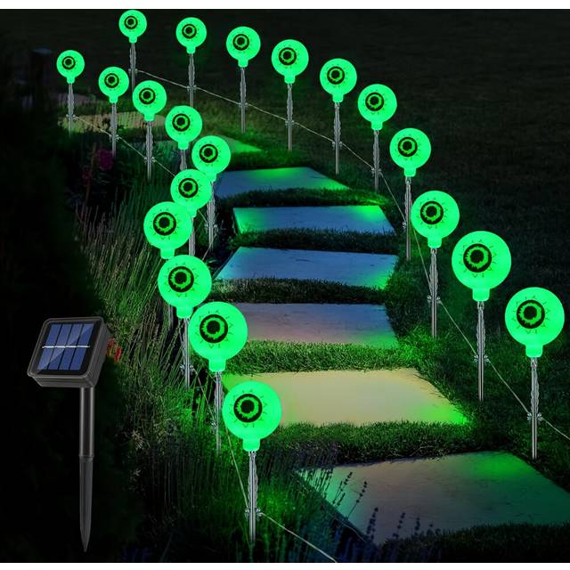 (20 Leds) Solar Powered Halloween Eyeball Stake Lights, Outdoor Garden Yard Pathway Decorations