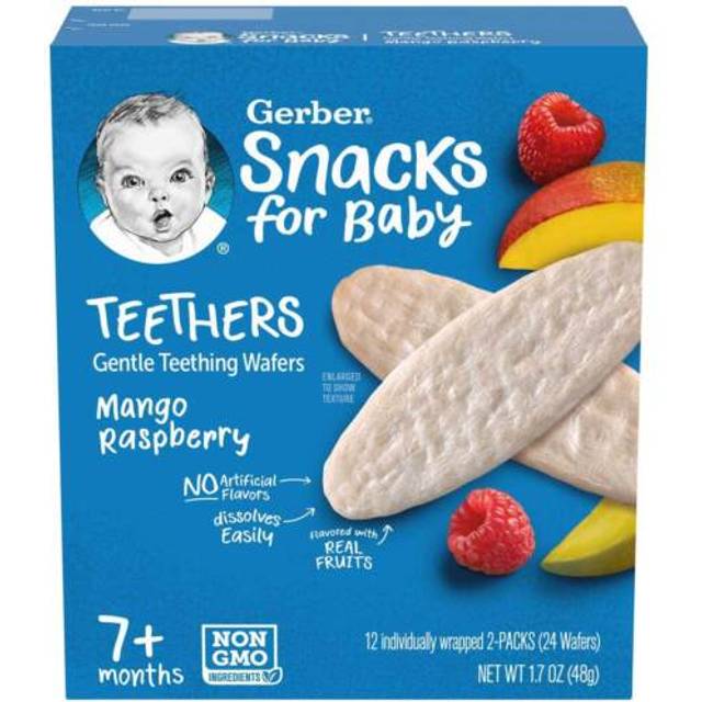 Gerber Bløde Tænder Wafer Mango Raspberry 2 Pak
