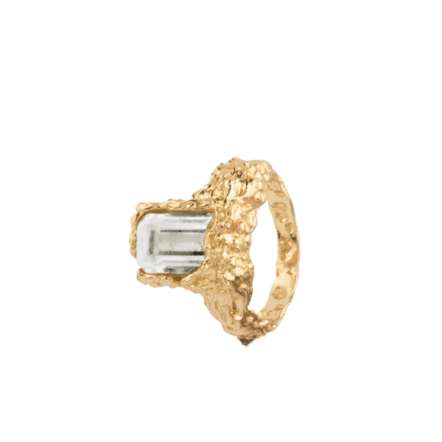 House of Vincent Paragon Gaze Ametyst Ring 18 kt. Guldpläterad Silver VJ133-URG-GA-58 - Dam - 925 Sterling Silver - Gold/Green (58)