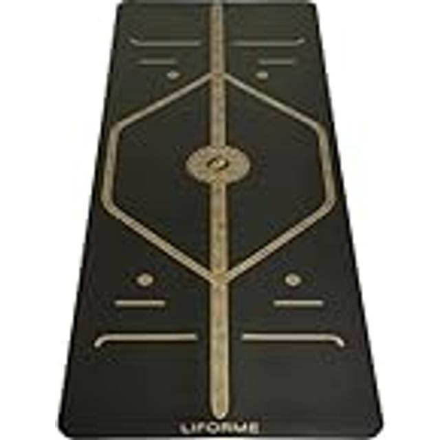Liforme Black & Gold Yoga Mat - Black - Free Yoga Bag - Non-Slip, Eco Friendly With Patented Alignment Line System