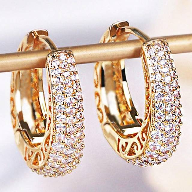 SHEIN 1pair Creative Street Style Earrings, Unisex Hollow Out Design With Paved Cubic Zirconia, Suitable For Daily Wear And Travel Accessories