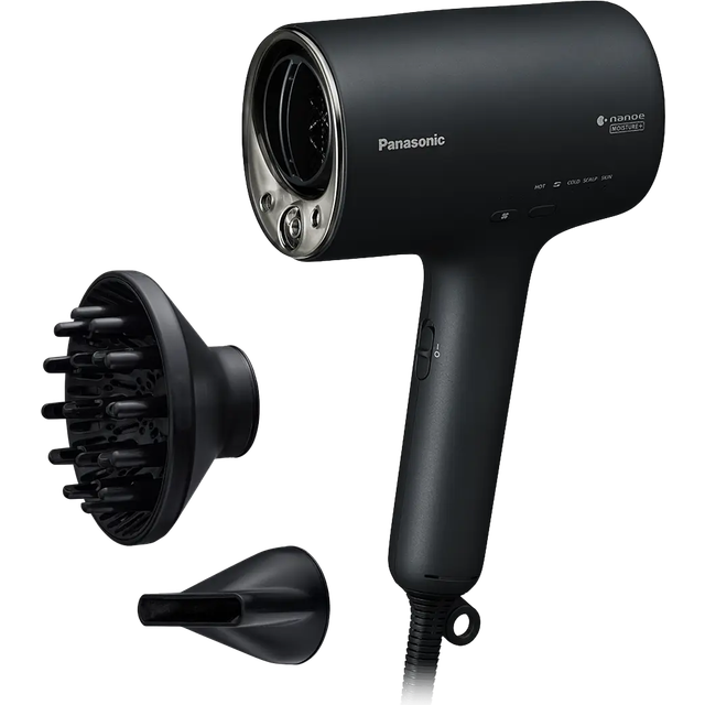 Panasonic EH-NA0J-N825 nanoe moisture och mineral hårtork, diffusor och koncentratormunstycke, intelligent sensor, varmt och kallt växelläge, vård för hud, hårbotten och hårspetsar, 1600 W, svart