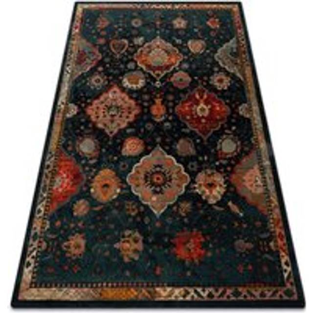 Wool carpet polonia Abrash oriental, flowers navy blue blue 200x300 cm