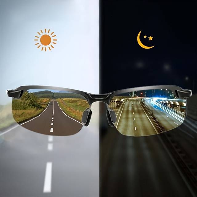 (Black) Trendy Polarized Photochromic Fashion Glasses, For Men Women Outdoor Sports Party