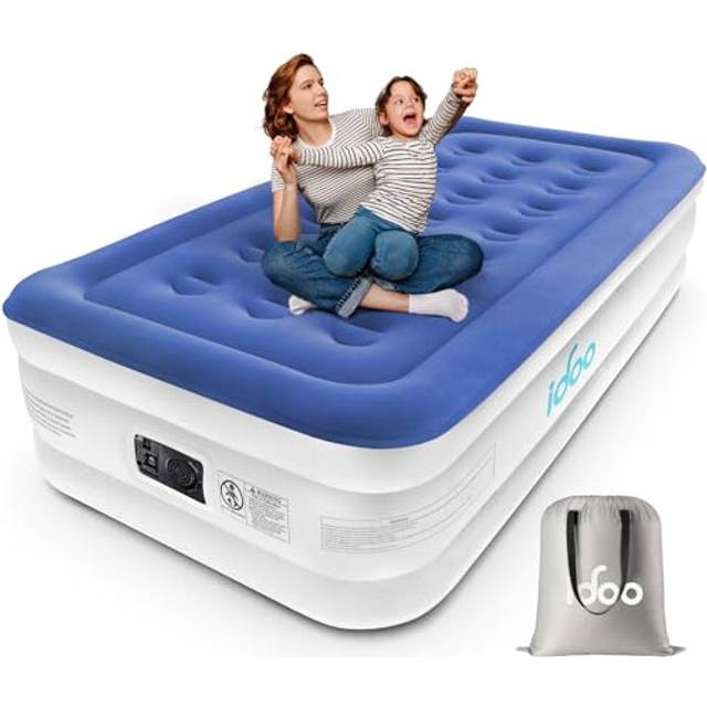 iDOO Single Air Bed, Inflatable Air Mattress with Built in Pump, Blow Up Camping Folding Bed,Portable Guest Airbed for adults, Self inflating Mattress