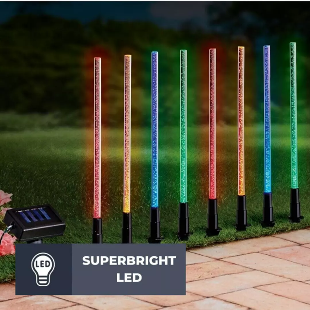 16 Large Solar Powered Stake Lights with Bubble Effect LED