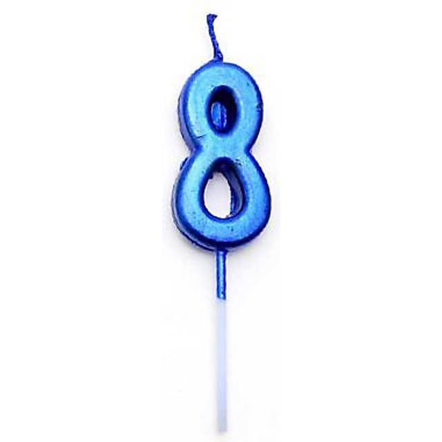 Blue 8 number candle boys birthday anniversary party cake decorations topper