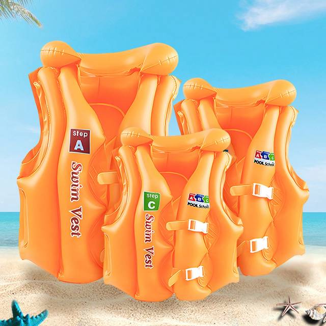 SHEIN 1pc Abc Letters Thickened Swimming Vest Life Jacket With Inflatable Floats, Sport Snorkeling Vest,Adjustable Safety Buckle And Two Balloon Design, For