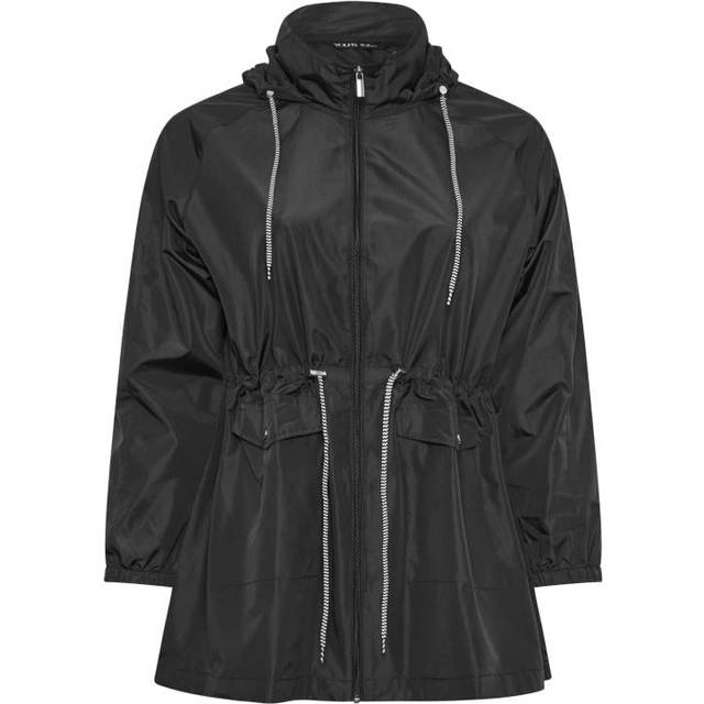 Yours Curve Black Drawstring Lightweight Parka Jacket, Women's Curve & Plus Size, Yours - 16
