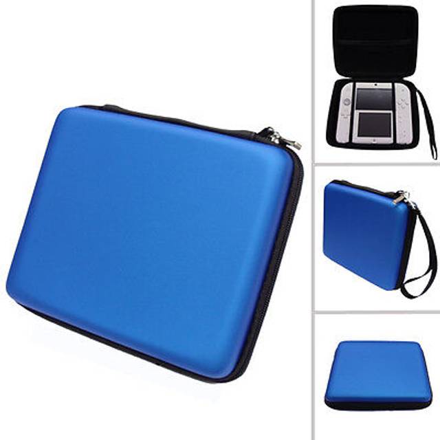 Blue hard protective carry storage case cover with zip for nintendo 2ds + games