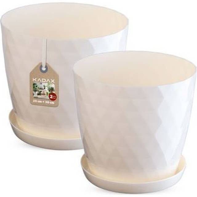 KADAX Doniczka + Podstawka Biała Zestaw 25+30cm ljus beige färg