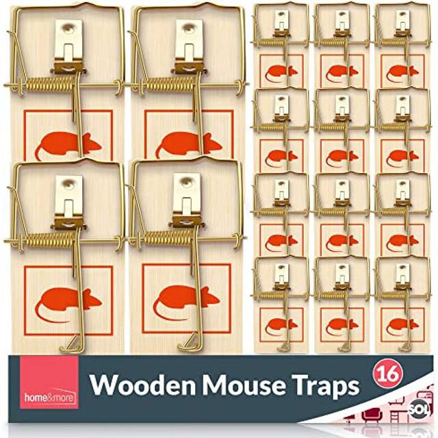 16pk Wooden Mouse Traps for Indoors by Pest Police | Durable Reusable Snap Traps | Mice Trap for Indoors | Mouse Trap | Mice Traps for Rodent Control