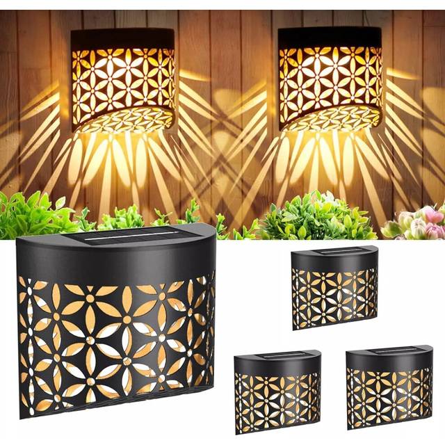 4PCS Super Bright Solar Powered Door Fence Wall Lights Led Outdoor Garden Lamp