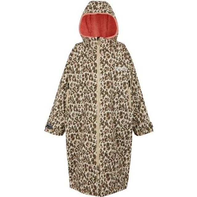 (SM, Leopard Print) Regatta Outdoor Active Unisex Waterproof Zip Surfing Beach Changing Robe