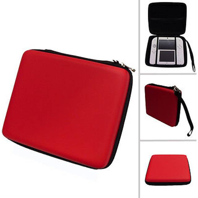 Red hard protective carry storage case cover with zip for nintendo 2ds + games
