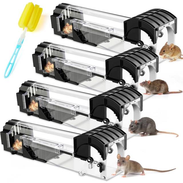 Mouse Traps, 4 Pack Enlarged Humane Mouse Traps for Indoors and Outdoors, No Kill Mice Trap, Improved Highly Sensitive, Effective Quick Reusable