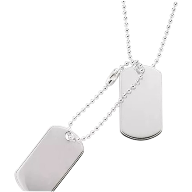 Jewelco London Mens Sterling Silver Military Double Dog Tag Pendant Necklace 20 inch - GVK042