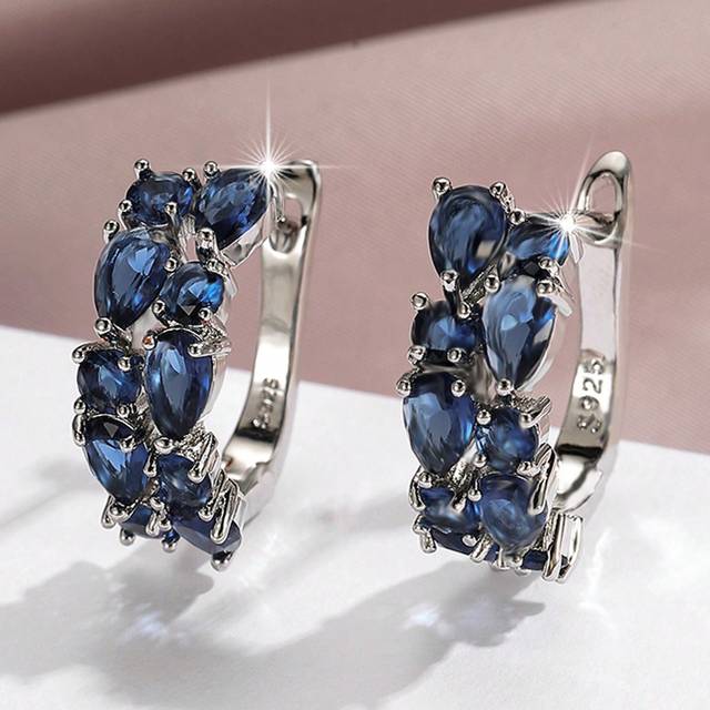 SHEIN 1 Pair Fashion Mona Lisa Earrings Inlaid With Blue Zirconia For Women Girl Daily Commute Banquet Prom Party Wedding Earrings Jewelry Gift