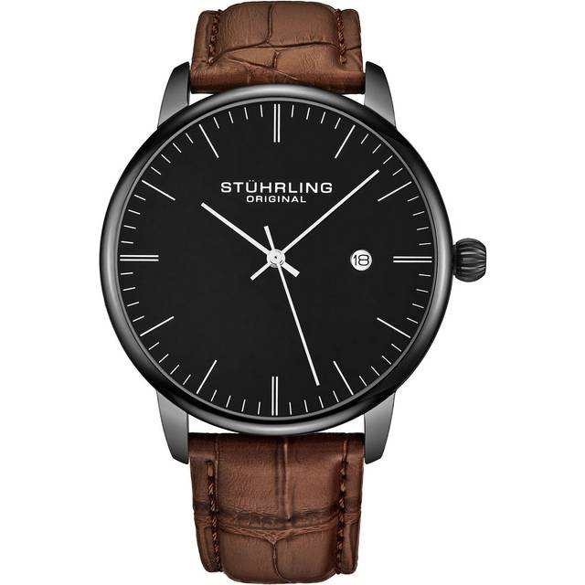 Rasa Men's Classic Quartz Date Watch with Leather Strap - Brown - One Size