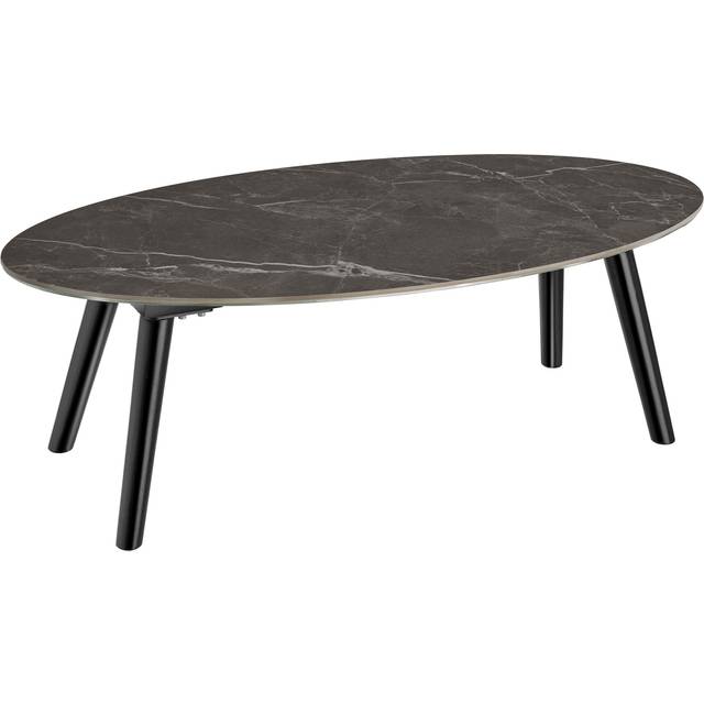 Ovalt Soffbord Acerra, marmorlook 100x50x34,5 cm - natur
