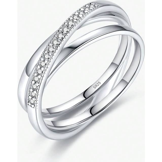 MODIAN 925 Sterling Silver Simple Geometric Cross Line Finger Ring For Women Fashion Original Design Birthday Gift Fine Jewelry