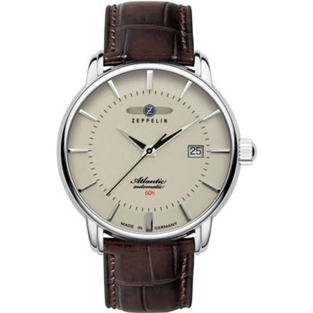 Zeppelin Atlantic Leather Strap Full Luminous Beige Dial Automatic 84605 Men's Watch