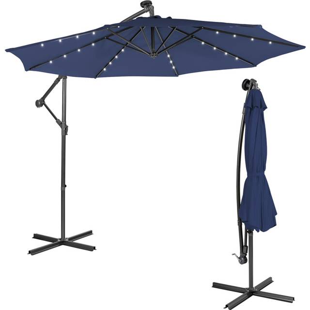 10 ft Cantilever Umbrella w/ 32 Solar-Powered LED Lights