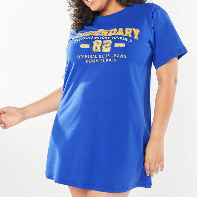 SHEIN Vintage Plus Size Women College Style Dress, Summer