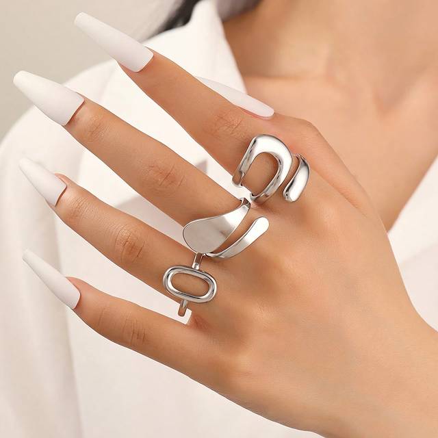 SHEIN 3pcs/Set Stainless Steel Fashion Simple Gold, Yellow & Silver Color Ring Set, Suitable For Women&#39;s Daily Wear Or As Gift