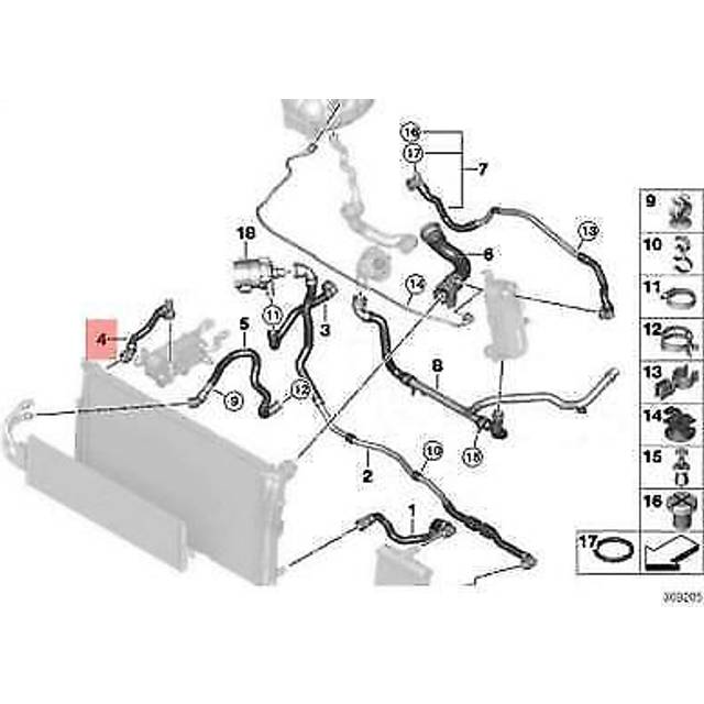 Genuine radiator coolant hose bmw f30 f32 f36 f87 mos 335i 335ix 17127627104